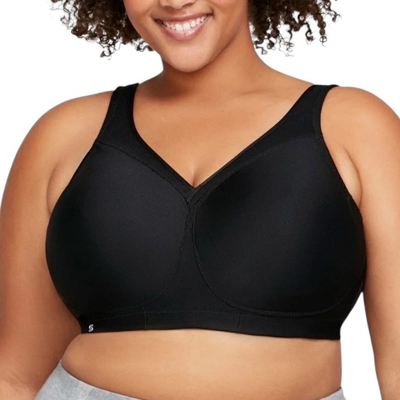 GLAMORISE SPORT MagicLift Seamless Sports Bra black Wirefree size 46B NWOT - Picture 1 of 8